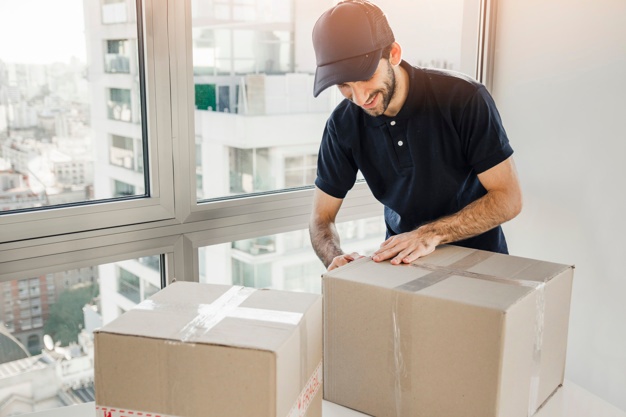delivery man preparing parcel shipment clients 23 2147862246