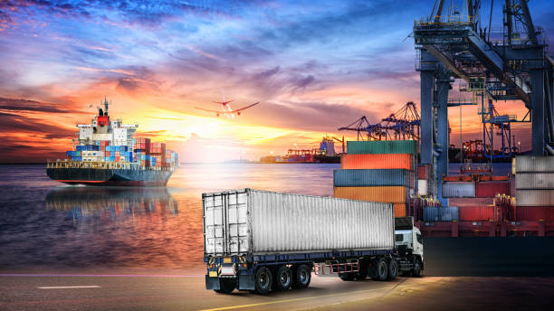54821 logistics import export background and transport industry of truck
